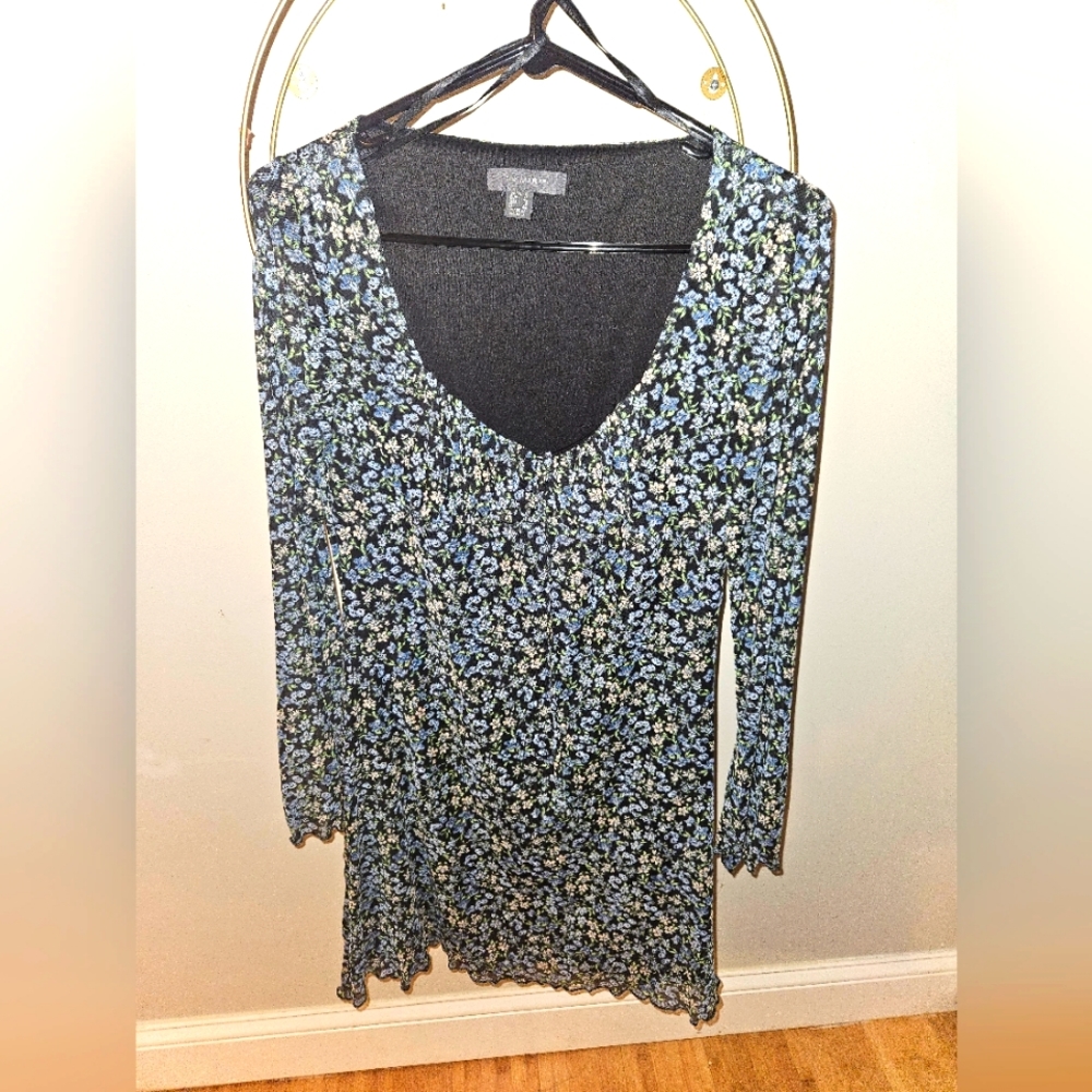 Blue and Black Dress Milkmaid Style